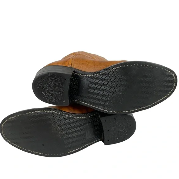 Vintage Cowhide Steel-toe Western Cowboy Brown Leather Boots Stitchwork Mens 8.5 - Picture 16 of 16